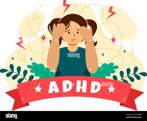 Adhd Or Attention Deficit Hyperactivity Disorder Vector Illustration