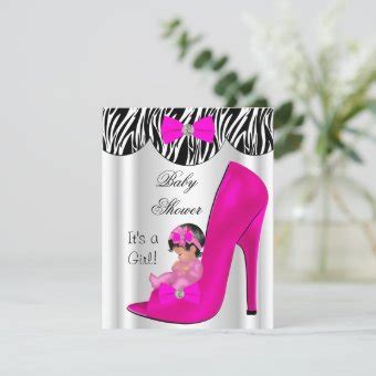 Cute Baby Shower Girl Hot Pink Baby Shoe Invitation Zazzle