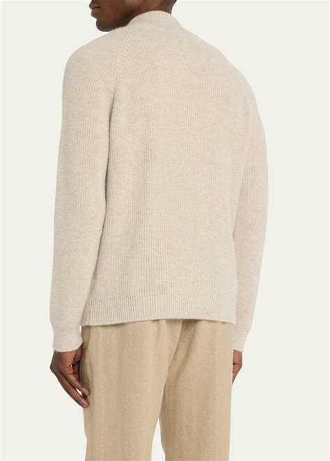 Bergdorf Goodman Men S Cashmere Rib Knit Full Zip Sweater Bergdorf