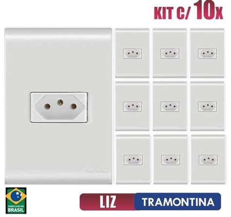 Tomada Simples Liz Branco Tramontina 10A 250V Kit C 10 Unidades