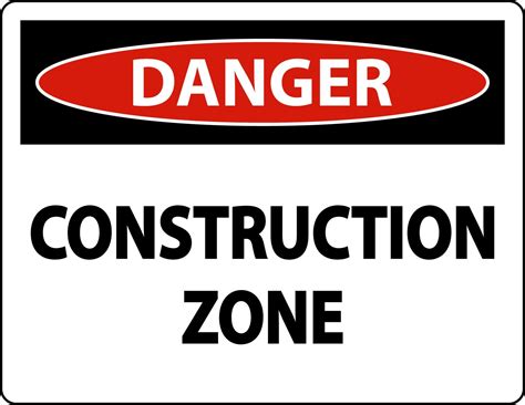 Danger Construction Zone Symbol Sign On White Background 9430844 Vector ...