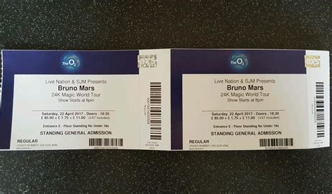 Bruno Mars Tickets Standing Saturday 22nd April O2 Arena. | in Heathrow ...