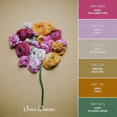 A Flower Of Flowers - Embroidery Color Palette (With Thread Codes)