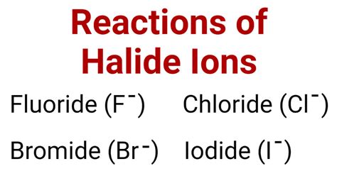 Reactions of Halide Ions (with sulphuric acid, silver nitrate, ammonia)