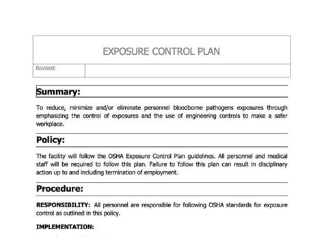 Exposure Control Plan Asc Solutions Library