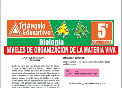 Niveles De Organizaci N De La Materia Viva Para Quinto De Secundaria