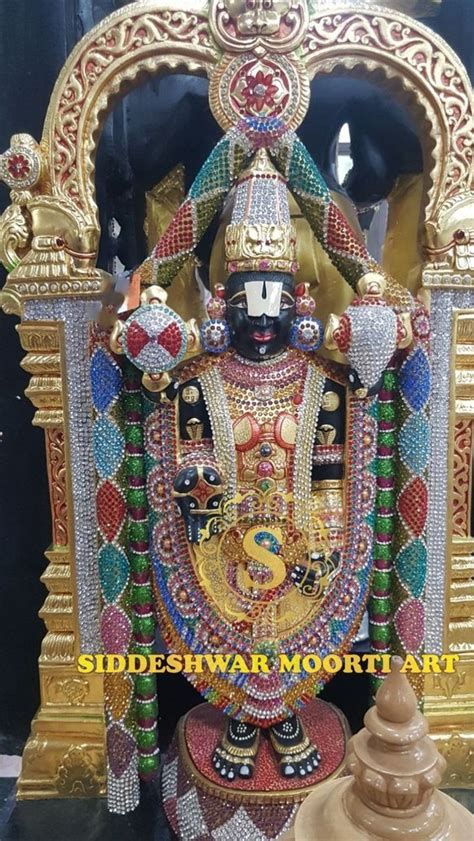 Traditional Hindu Black Marble Tirupati Balaji Statue For Worship