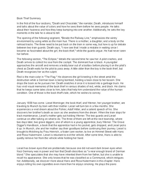 Book theif analysis - Book Thief Summary In the first of the four