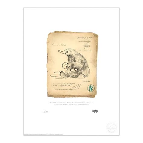 Niffler Sketch From Newt Scamanders Field Journal Limited Edition Art