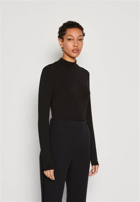 Calvin Klein Mock Neck Long Sleeved Top Black Uk