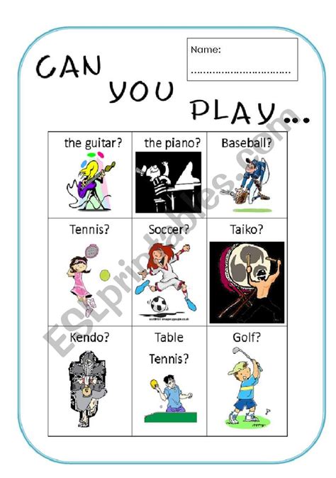 English Worksheets Can You Play