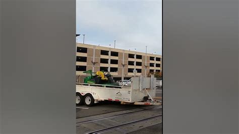 Truck Trailer Loaded With John Deere 1570 Terrain Cut Front Mower