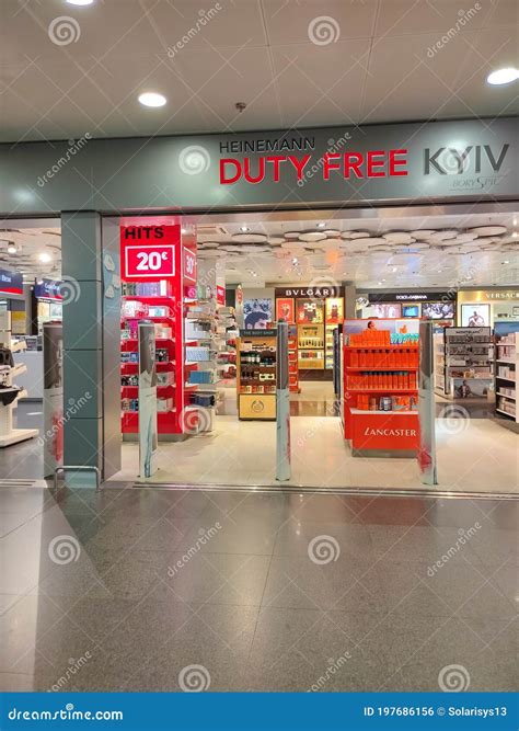 Borispol, Ukraine - September 6, 2020: Duty Free Shop Display in Kyiv