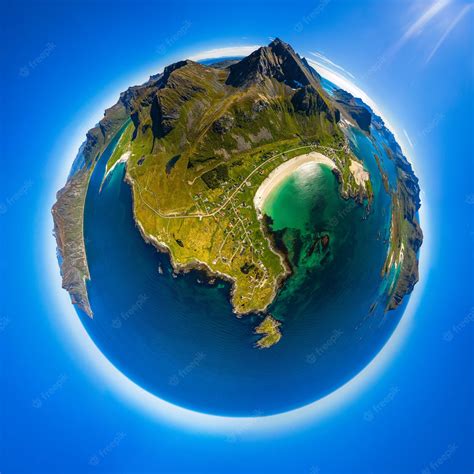Premium Photo | Mini planet lofoten is an archipelago in the county of ...