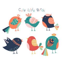 Cute Hand Drawn Collection Of Birds Doodle Design Vector Image