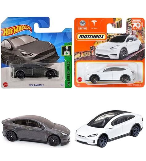 Hot Wheels Tesla Model Y Siyah Matchbox Tesla Model Y Beyaz Araç Set
