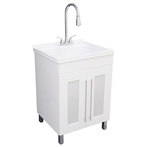 Glacier Bay All In One 25 Inch Laundry Cabinet With Stainless Steel Sink The Home Depot Canada