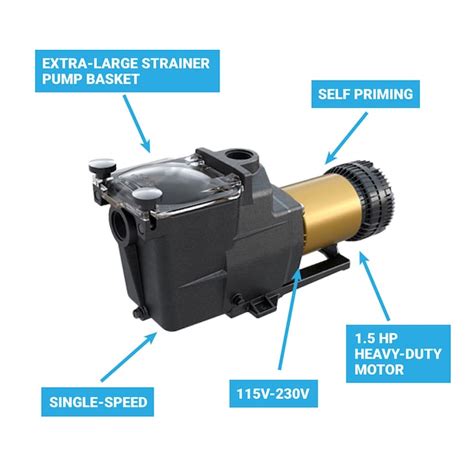 Hayward Super Pump 1-1/2 HP Single Speed Pool Pump - Versatile, Dependable, and Quiet Operation ...