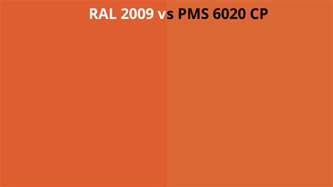 RAL 2009 Vs PMS 6020 CP RAL Colour Chart UK