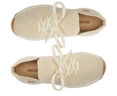 Tênis de Amarrar Knit Brilhoso Nude Lavínia Anacapri