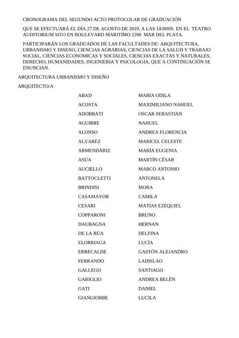 PDF CRONOGRAMA DEL SEGUNDO ACTO PROTOCOLAR DE Cronograma Del