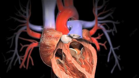 Human Circulatory System Heart Beat Anatomy Black Background Biology