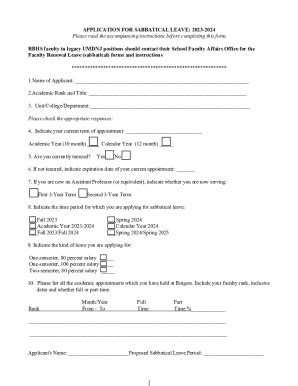 Fillable Online Application For Sabbatical Leave 2023 2024 Fax Email