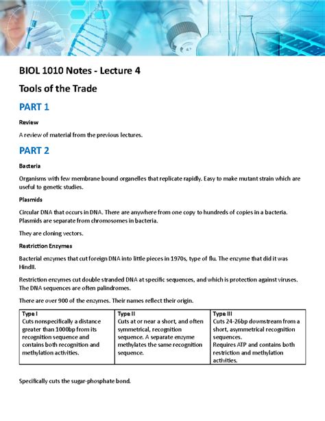 Biol 1010 2024 Lecture 04 Notes 01 Biol 1010 Notes Lecture 4 Tools