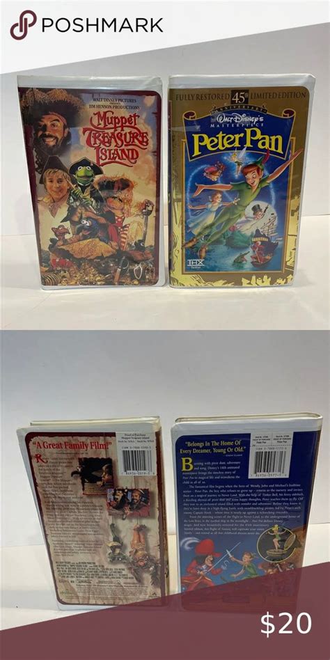 Lot Of 2 Pirate Clamshell VHS Tapes Peter Pan Muppet Treasure