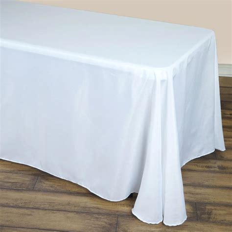 X White Polyester Round Corner Rectangular Tablecloth