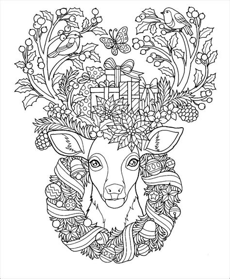 Christmas Reindeer Coloring Page For Adults ColoringBay