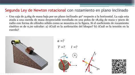 Segunda Ley De Newton Rotacional Plano Inclinado Con Polea Y Rozamiento