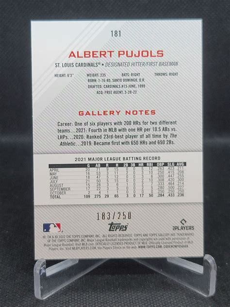 Topps Gallery Private Issue Albert Pujols For Sale