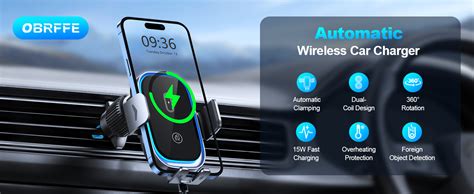 Obrffe Wireless Car Charger Mount Auto Clamping Dual Coil