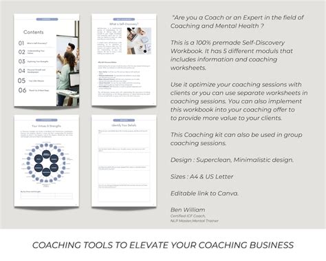 Self Discovery Canva Coaching Template Core Values Workbook Coaching