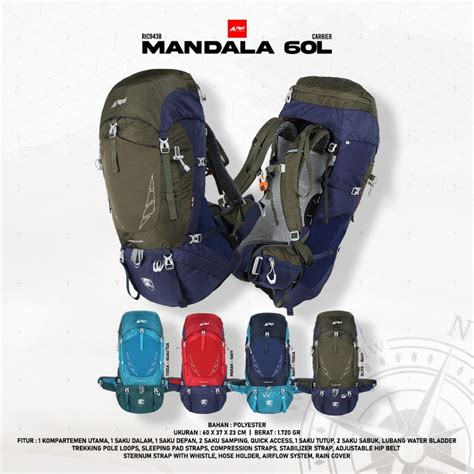 Jual Tas Gunung Carrier Premium Mandala 60 Liter Arei Outdoorgear