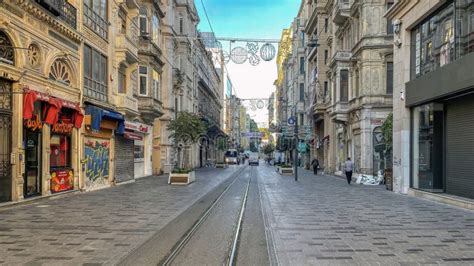 Istanbul`s Historical And Touristic Street An Early Morning View From