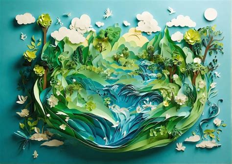 Premium Photo Paper Art Ecology And World Water Day Saving Water