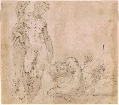 Domenico Beccafumi Standing Male Nude Among A Group Of Figures One