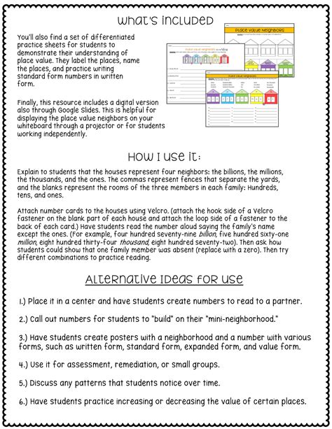 Place Value Chart Posters and Place Value Activities and Worksheets ...