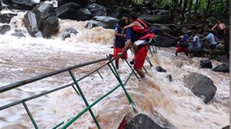 Telangana: Over 80 tourists stuck at Muthyala Dhara waterfalls in ...