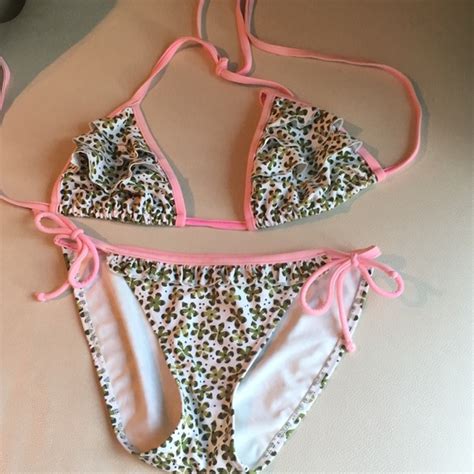 Gossip Swim Gossip Green Pink Ruffle Bikini Junior Poshmark