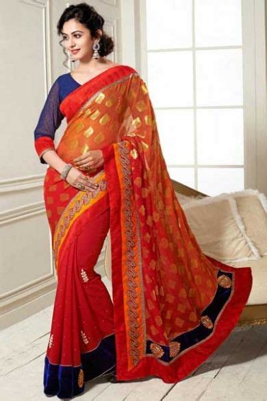 Rose Madder Red Embroidered Saree Indian Fashion