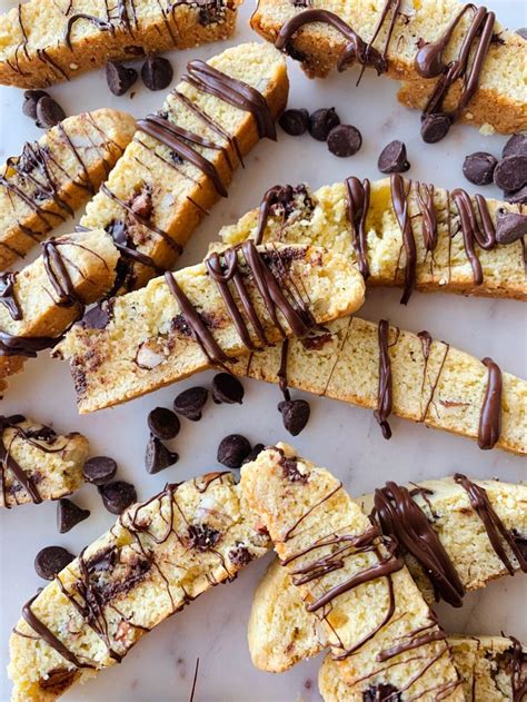 Almond Chocolate Chip Biscotti With Chocolate Drizzle Recipe