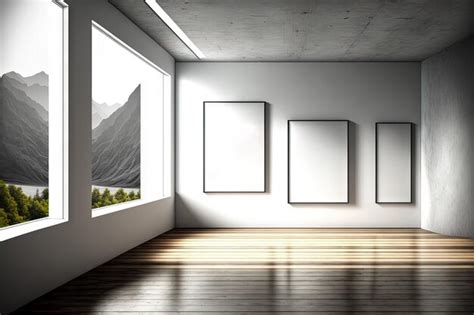 Premium Ai Image Modern Gallery Interior With Wooden Flooring Empty