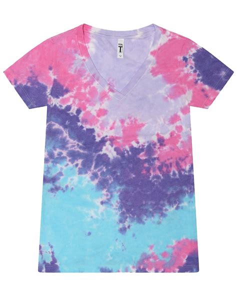 Colortone 1075 Womens Tie Dyed V Neck T Shirt