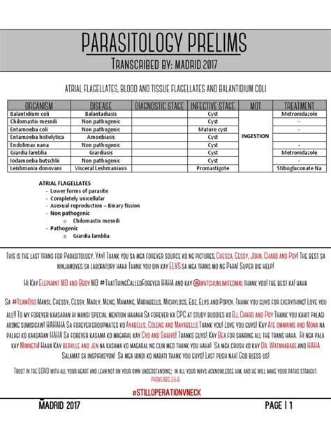 Parasitology Prelims Pdf Medical Specialties Diseases And Disorders