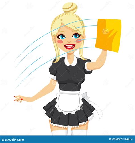 Blonde Maid Cleaning Window Stock Vector Illustration Of Person Happy