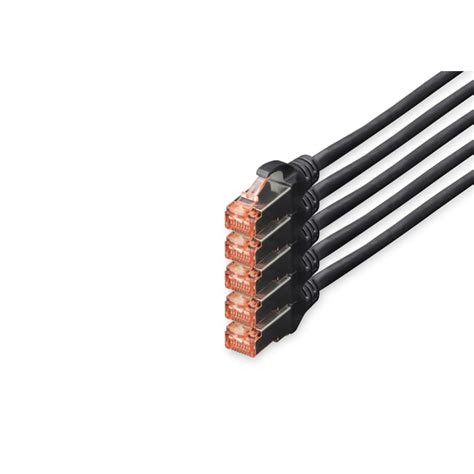 CABO REDE CHICOTE DIGITUS CHICOTE CAT 6 S FTP LSZH 10MT PACK 5 PRETO