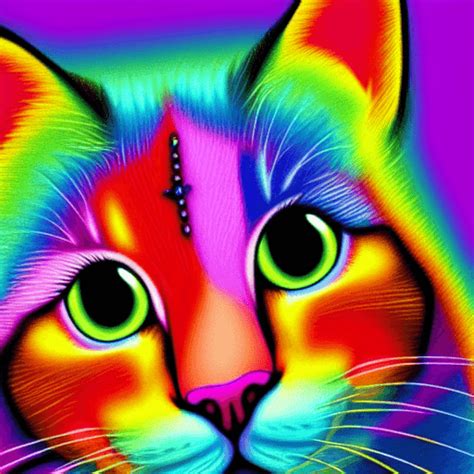 Rainbow Cat Lisa Frank Style Graphic · Creative Fabrica